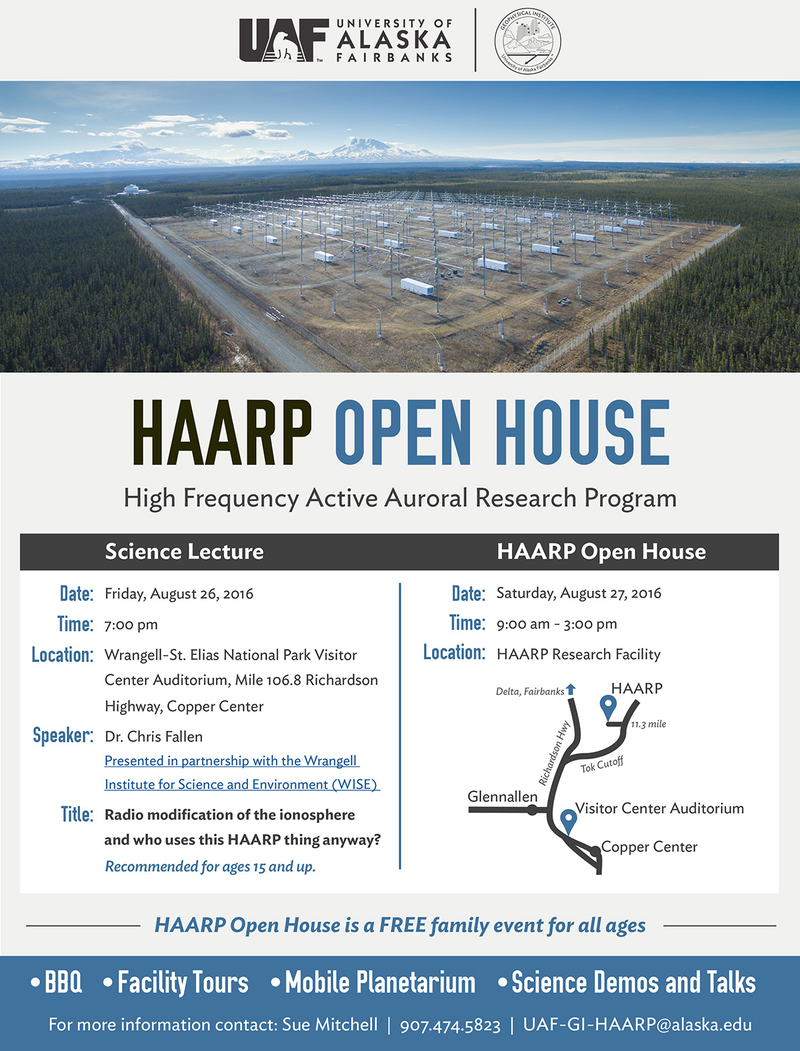 El folleto promocional para visitar el HAARP. Imagen: Universidad de Alaska.